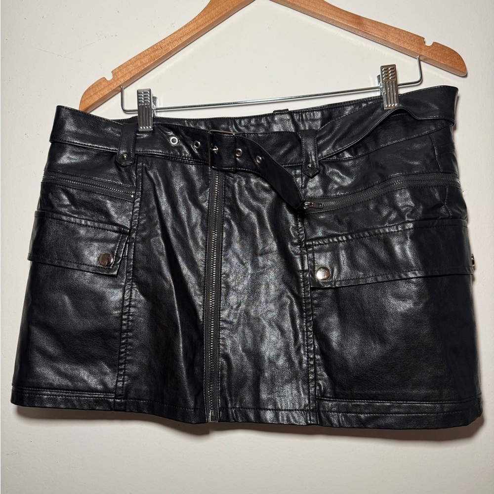 Edikted Black Faux Leather Mini Skirt